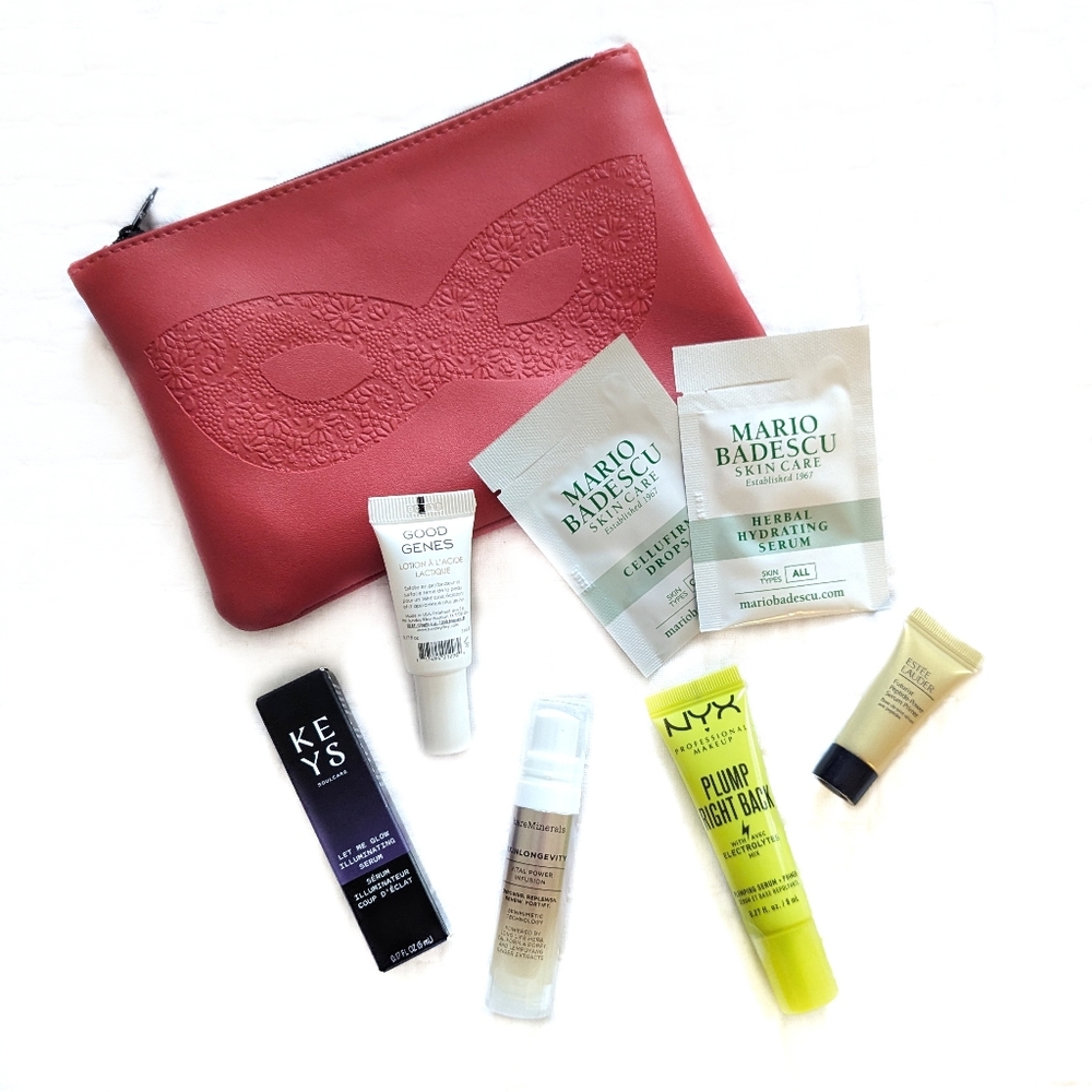 8-Piece Skincare Serum Variety Samples Lot with Zipper Storage Reusable Pouch